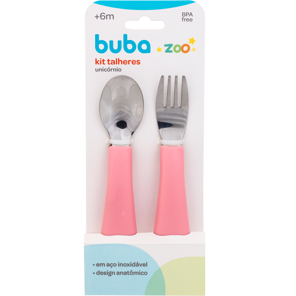 Kit Talheres Inox Rosa Buba Zoo