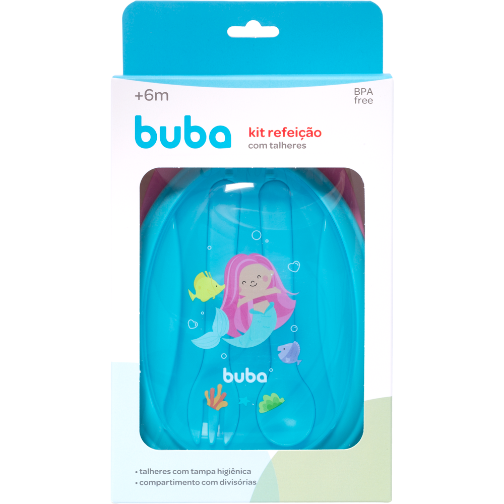 Kit Refeição Marmitinha com Talheres Sereia Buba