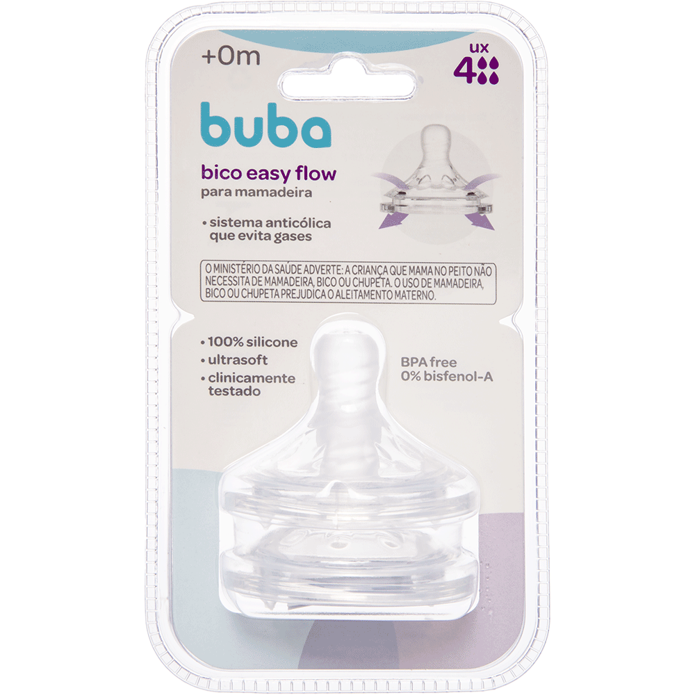 Bico para Mamadeira Buba +6m Fluxo 4