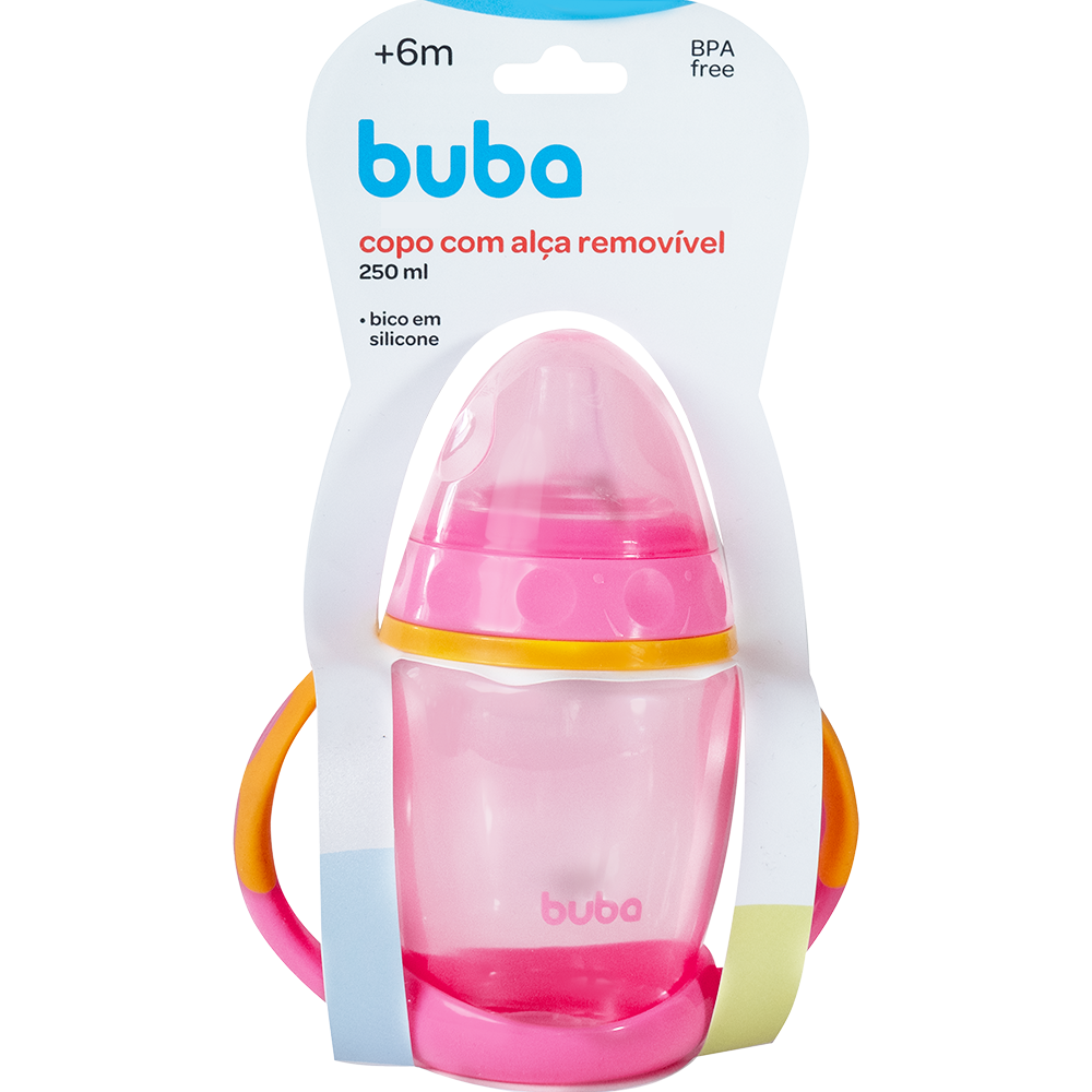 Copo Treinamento Bico de Silicone Buba Rosa