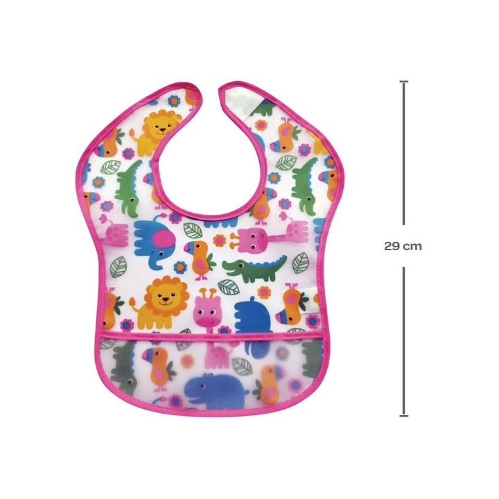 Babador De Bebê/Babador Infantil Impermeável Com bolso Pega Migalhas Safari Rosa Introdução Alimentar - Buba Menina
