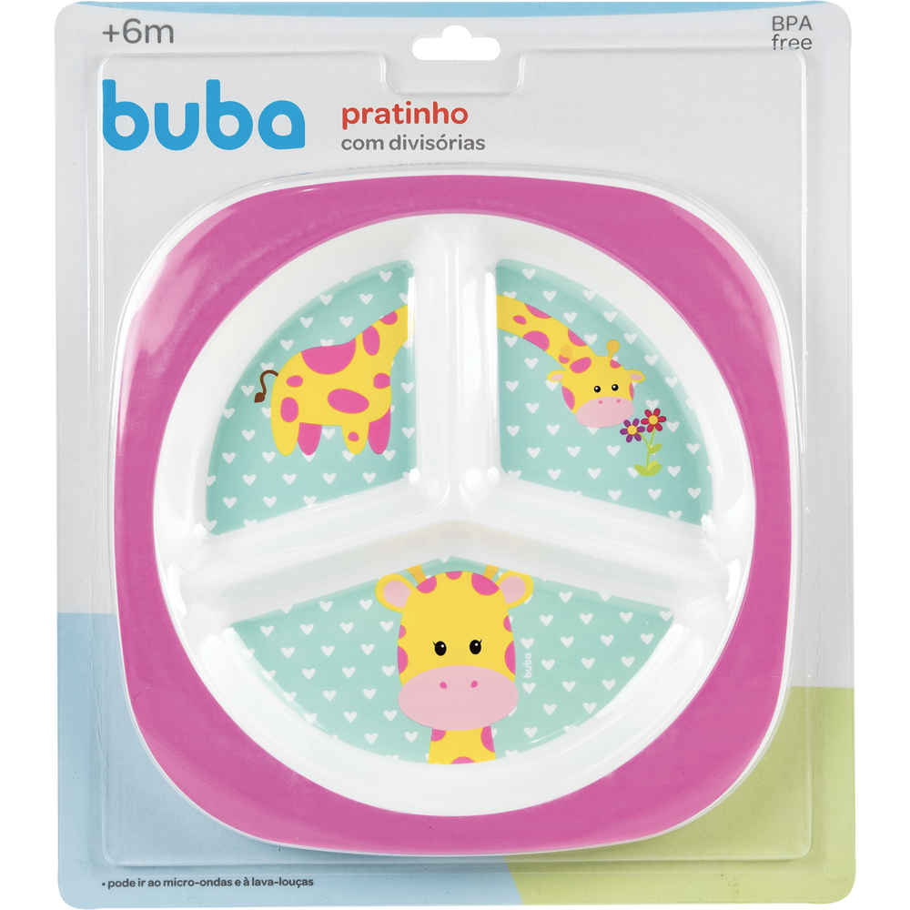 Prato Buba com Divisória Animal Fun Girafa