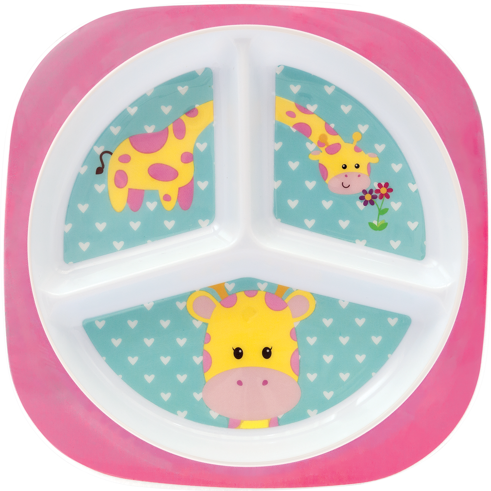 Prato Buba com Divisória Animal Fun Girafa