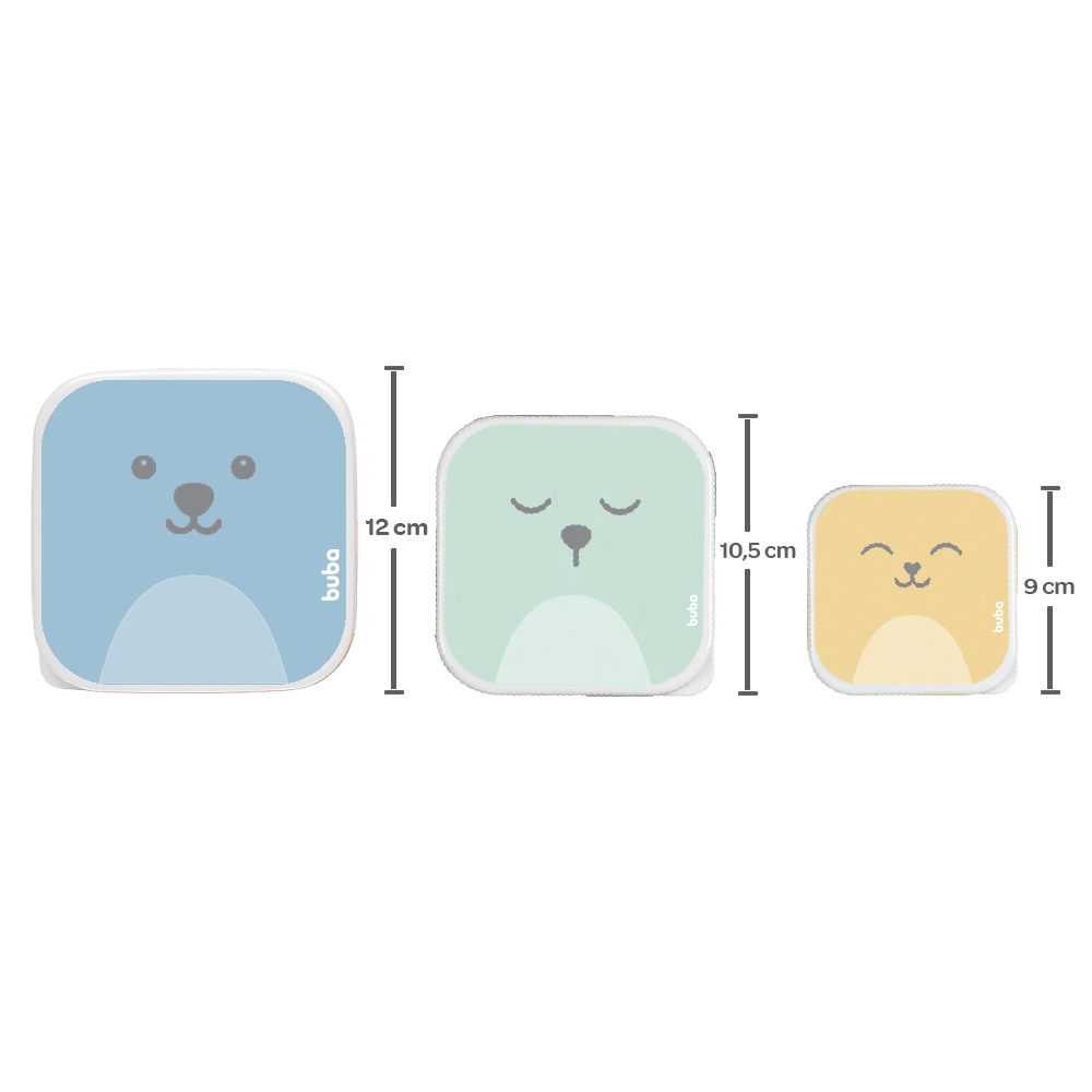 Kit 3 Potinhos Buba Ursinho Azul