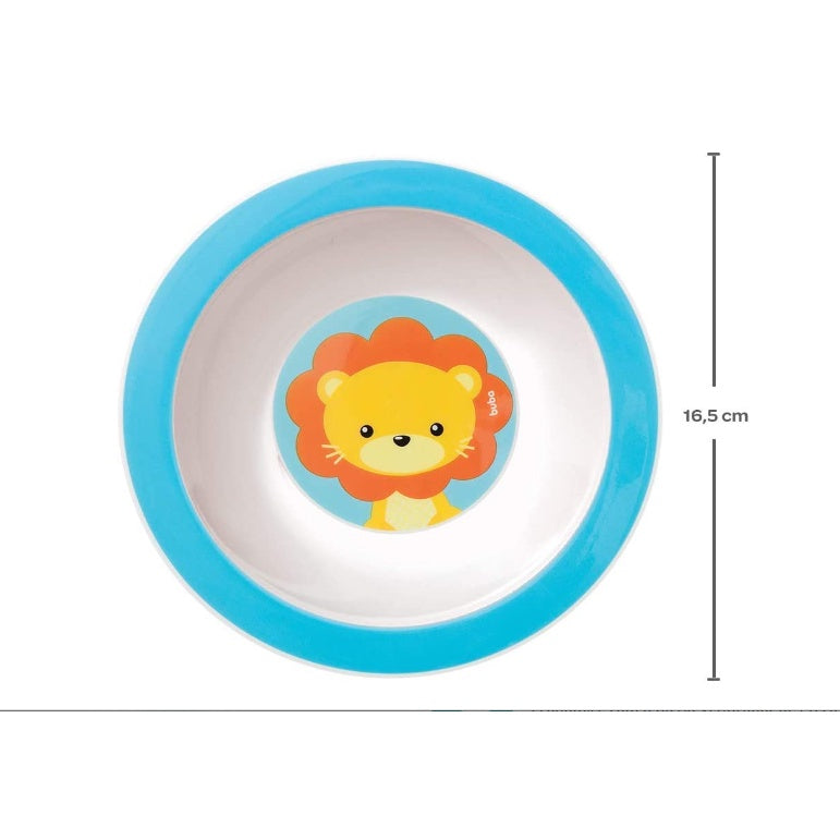 Kit Introdução Alimentar Buba Animal Fun com Pratinho Infantil Raso, Pratinho Bowl Fundo (tigelinha), Babador Impermeáve