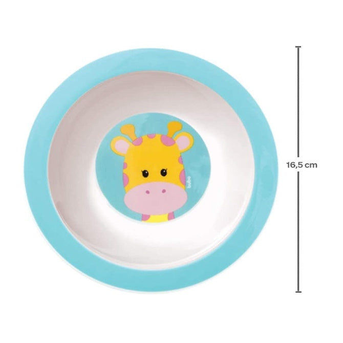 Kit Introdução Alimentar Buba Animal Fun com Pratinho Infantil Raso, Pratinho Bowl Fundo (tigelinha), Babador Impermeáve