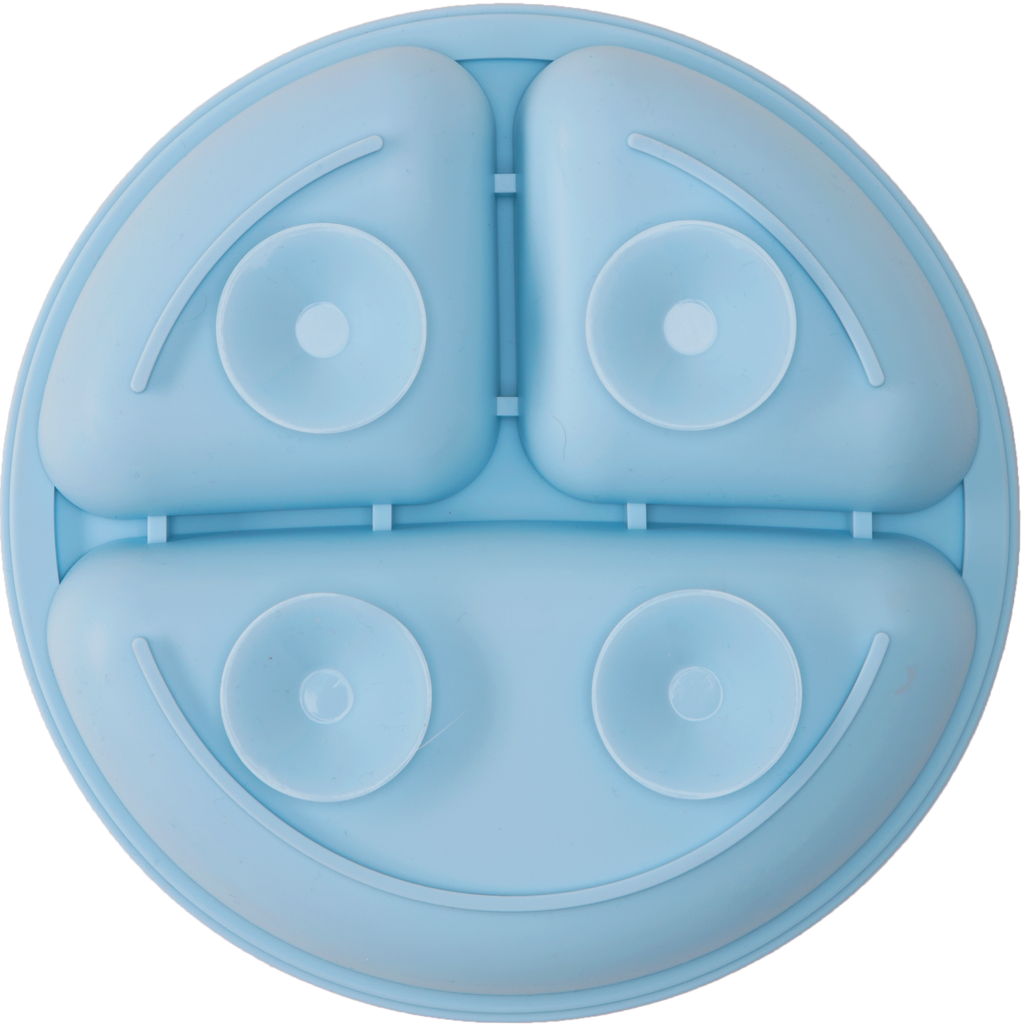 Prato Silicone com Ventosas e Divisórias Buba Azul