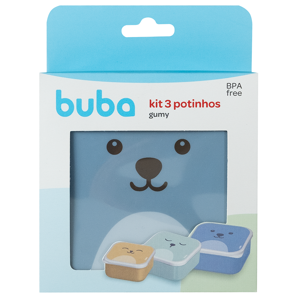 Kit 3 Potinhos Buba Ursinho Azul