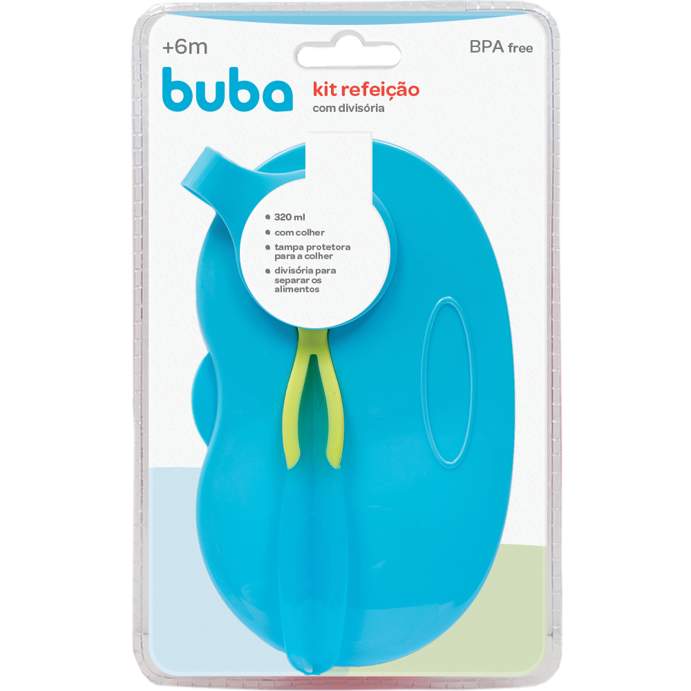 Kit Refeição Pote com Divisória Azul Buba