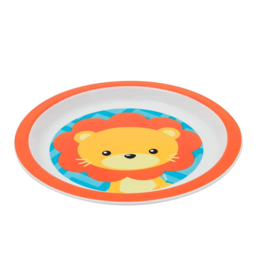 Kit Refeição Introdução Alimentar Buba 3 peças, Prato com Divisórias, Prato Raso e Prato Bowl Tigelinha Animal Fun Leão