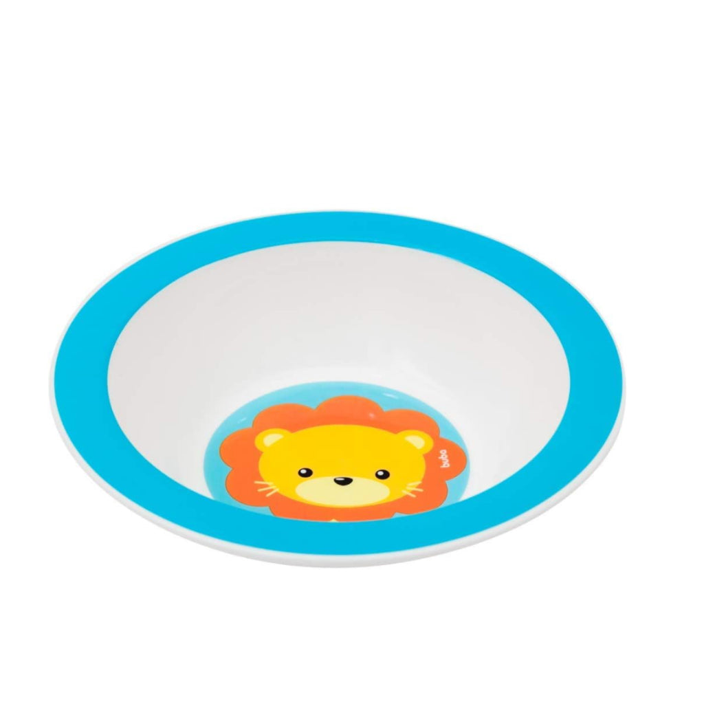 Kit Refeição Introdução Alimentar Buba 3 peças, Prato com Divisórias, Prato Raso e Prato Bowl Tigelinha Animal Fun Leão