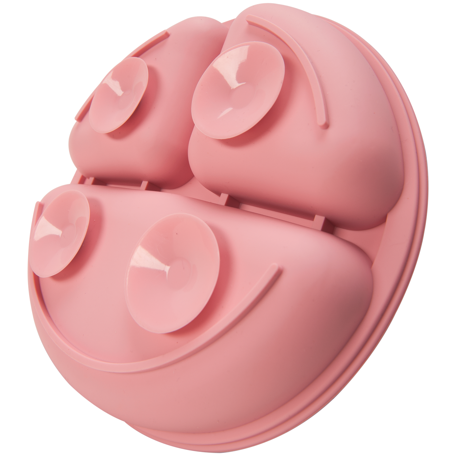 Prato Silicone com Ventosas e Divisórias Buba Rosa
