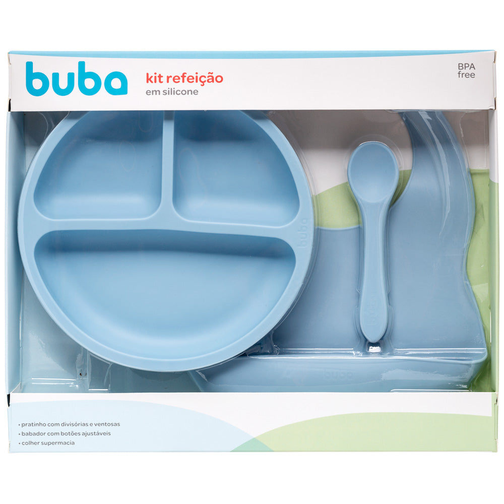 Kit Refeição em Silicone Buba Azul