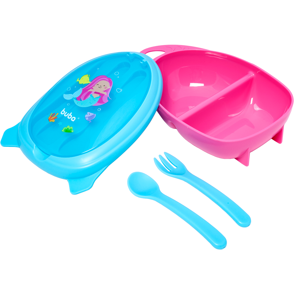 Kit Refeição Marmitinha com Talheres Sereia Buba
