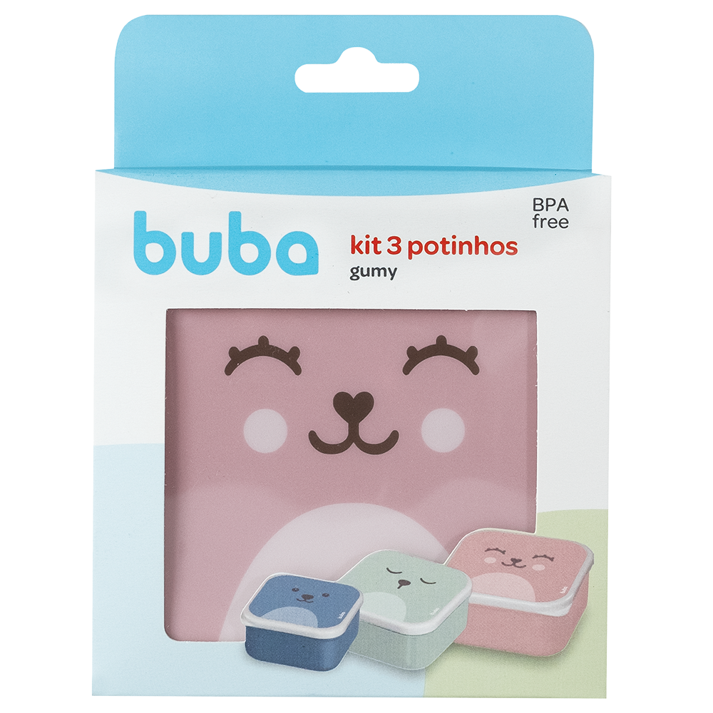 Kit 3 Potinhos Buba Ursinho Rosa