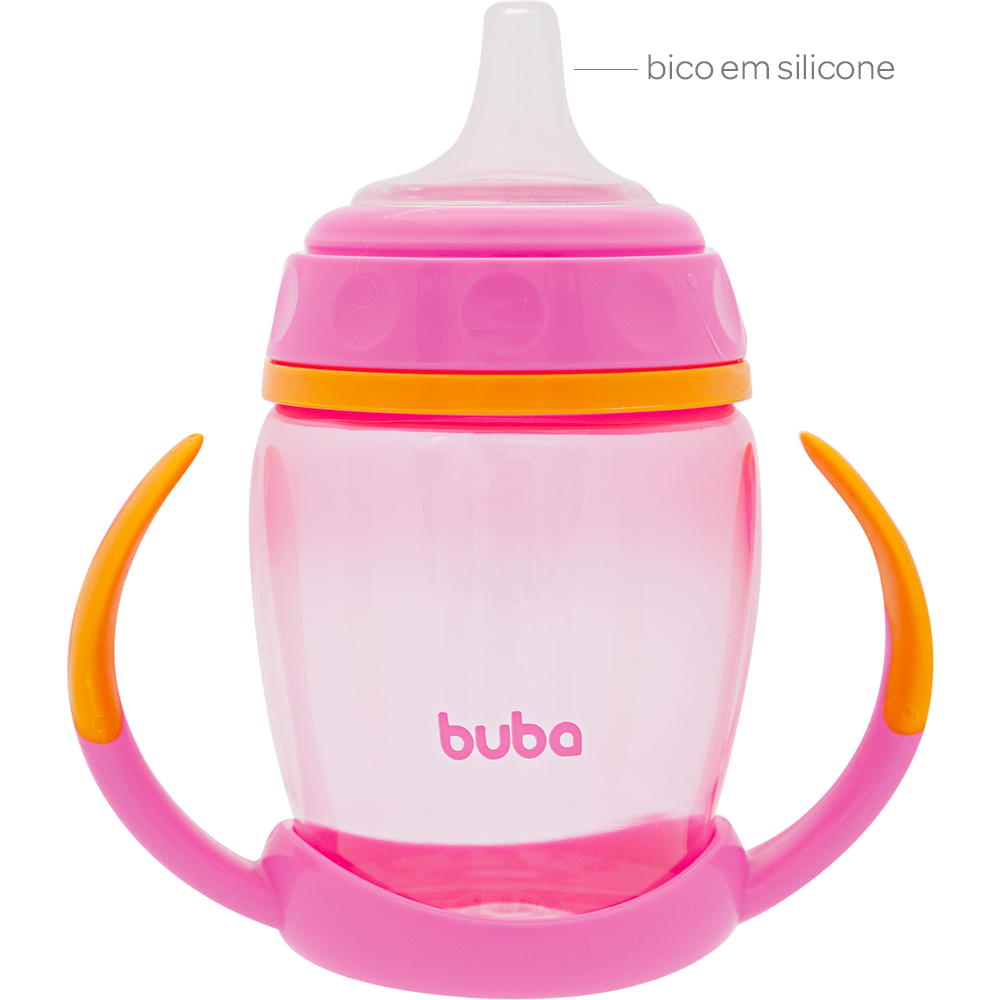 Copo Treinamento Bico de Silicone Buba Rosa