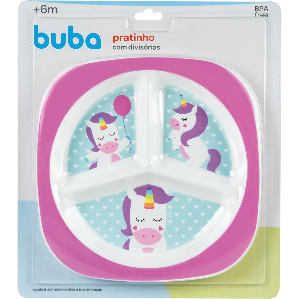 Prato Buba com Divisória Animal Fun Unicórnio