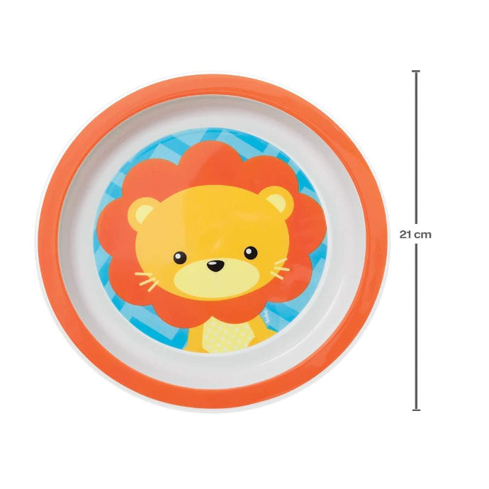 Kit Introdução Alimentar Buba com Prato Raso, Prato Fundo (bowl), Babador Impermeável animal fun, kit Colher Termossenss