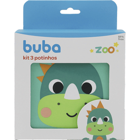 Kit 3 Potinhos Dino Buba Zoo