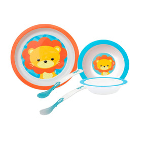 Kit 2 pratinhos + 2 colheres Termossensível Buba - Kit Alimentação Refeição prato bowl tigelinha prato raso / Kit Introd
