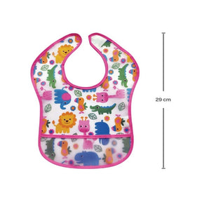 Babador De Bebê/Babador Infantil Impermeável Com bolso Pega Migalhas Safari Rosa Introdução Alimentar - Buba Menina