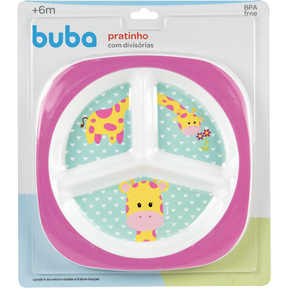 Prato Buba com Divisória Animal Fun Girafa