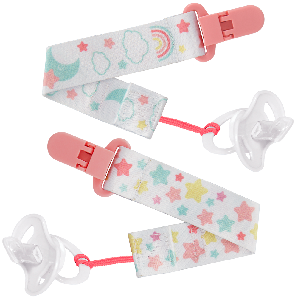 Kit 2 Prendedores de Chupeta Buba Estrelas Rosa