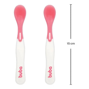 Kit Introdução Alimentar Bebê Buba com Prato Infantil com Divisória, Kit Colher 2 Colheres Termossensível e Babador Sili