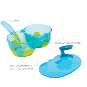 Kit Refeição Pote com Divisória Azul Buba