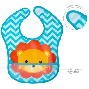 Kit Introdução Alimentar Buba com Prato Raso, Prato Fundo (bowl), Babador Impermeável animal fun, kit Colher Termossenss