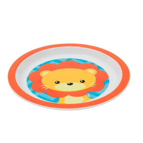 Kit Refeição Introdução Alimentar Buba 3 peças, Prato com Divisórias, Prato Raso e Prato Bowl Tigelinha Animal Fun Leão