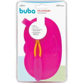 Kit Refeição Pote com Divisória Rosa Buba