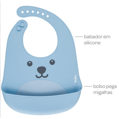 Kit Introdução Alimentar bebê Buba / Kit Refeição Infantil (prato divisória, babador pega migalhas gumy, 2 colheres term