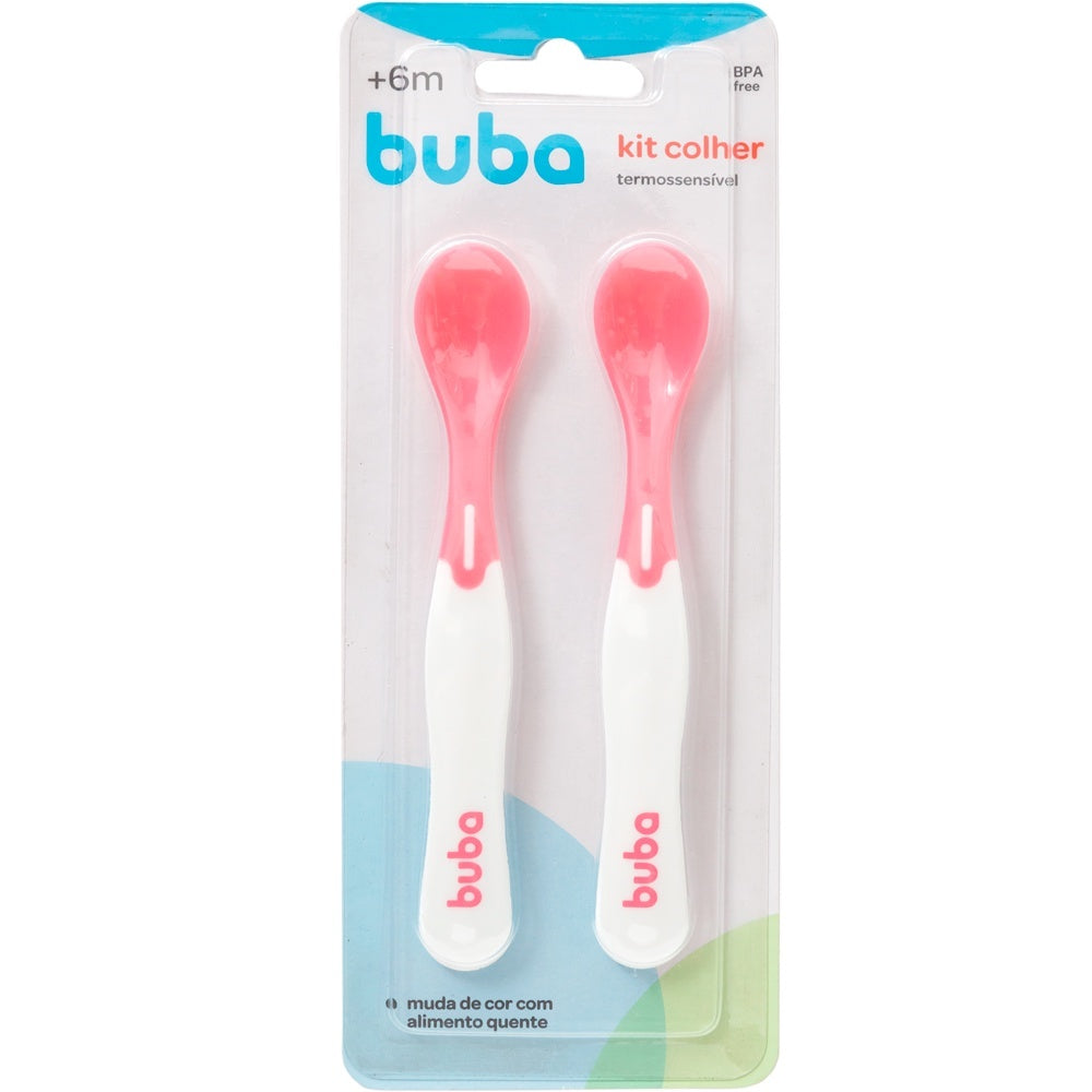 Kit Alimentação Buba com Prato de Urso Infantil com Divisórias + Copo de treinamento com Bico de Silicone + Kit Colheres Termossensíveis
