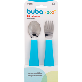 Kit Talheres Inox Azul Buba Zoo