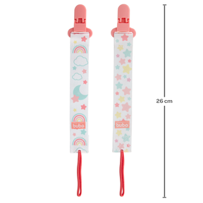 Kit 2 Prendedores de Chupeta Buba Estrelas Rosa