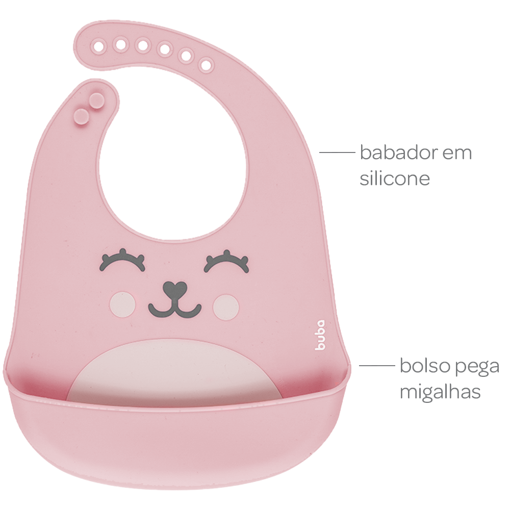 Babador de Silicone Buba Rosa