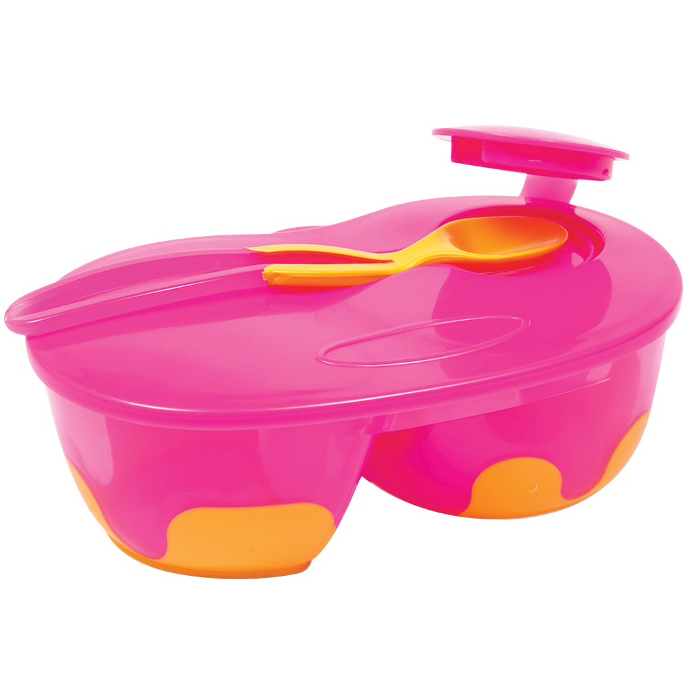 Kit Refeição Pote com Divisória Rosa Buba