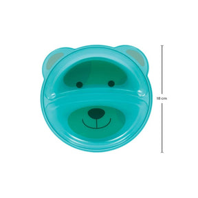 Kit Alimentação Buba com Prato de Urso Infantil com Divisórias + Copo de treinamento com Bico de Silicone + Kit Colheres Termossensíveis